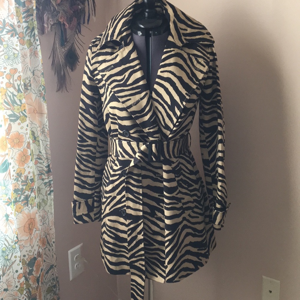 Zebra Print Trench Coat